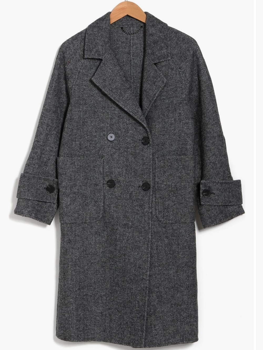 Belle and Bloom Charcoal Herringbone Wool Coat - Rumor Has it Coat - Size Medium